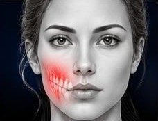 Volto con evidenziata la zona del dolore dentale