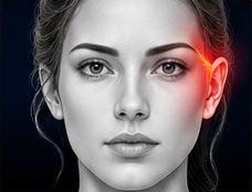 Volto con evidenziata la zona del disco articolare