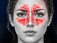 Volto con evidenziata la zona del seni paranasali